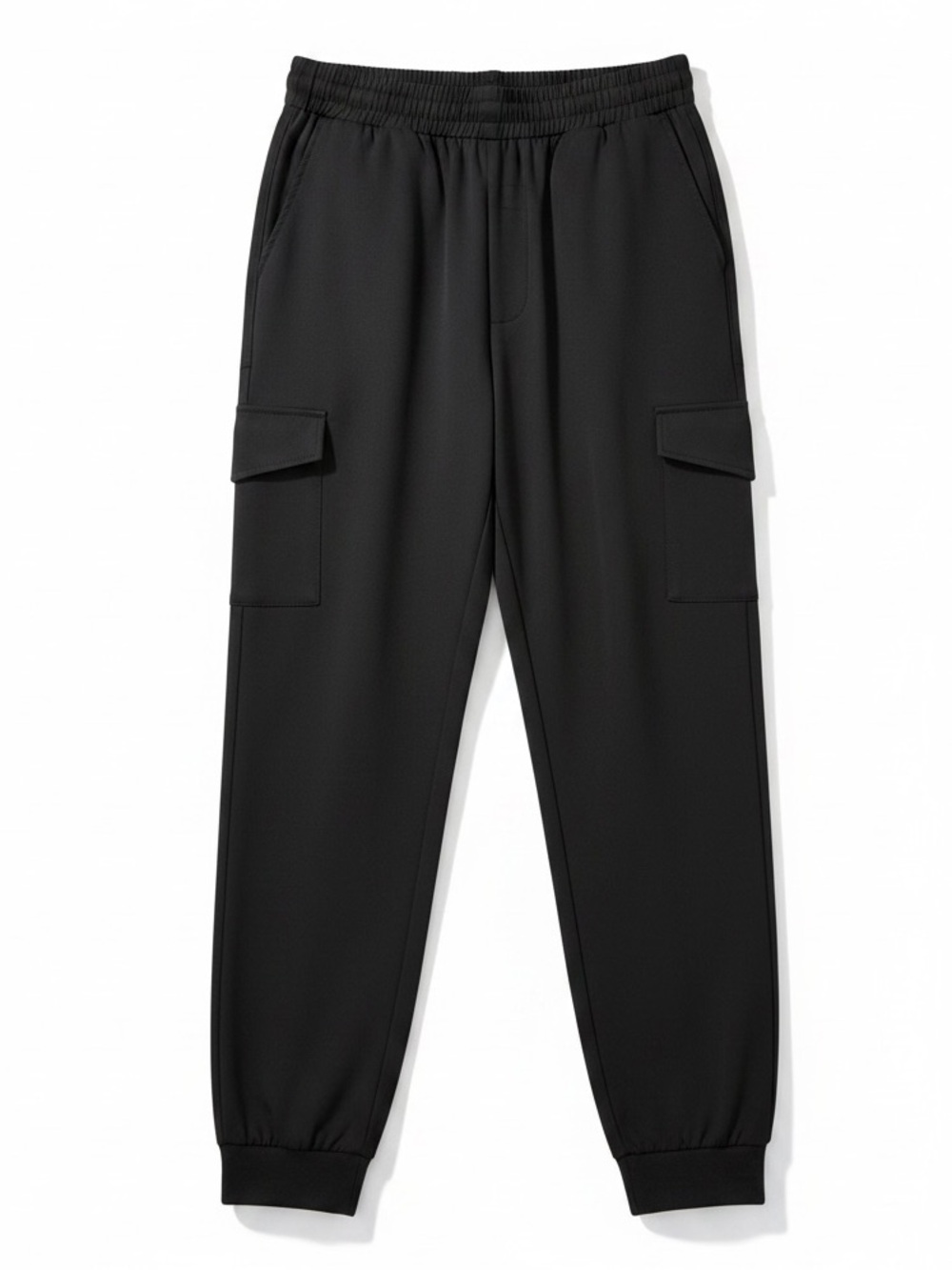 Umgee Black Satin Cargo Pull-On Full Length Joggers Size Large